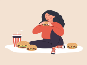 journey of psychology , and the image portrays stress due to eating